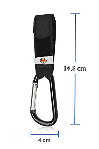 Kinderwagenhaken von Zwinkerfuchs Universale Passform 2erPackung Praktische Karabiner mit denen Sie ganz einfach Ihre Wickeltasche Handtasche oder Einkaufstasche am Kinderwagen befestigen