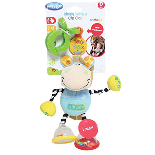 Dingly Dangly Clip Clop Playgro Kinderwagenanh/änger Klipp Klapp Pferd Blau//Bunt Ab 0 Monate 40145